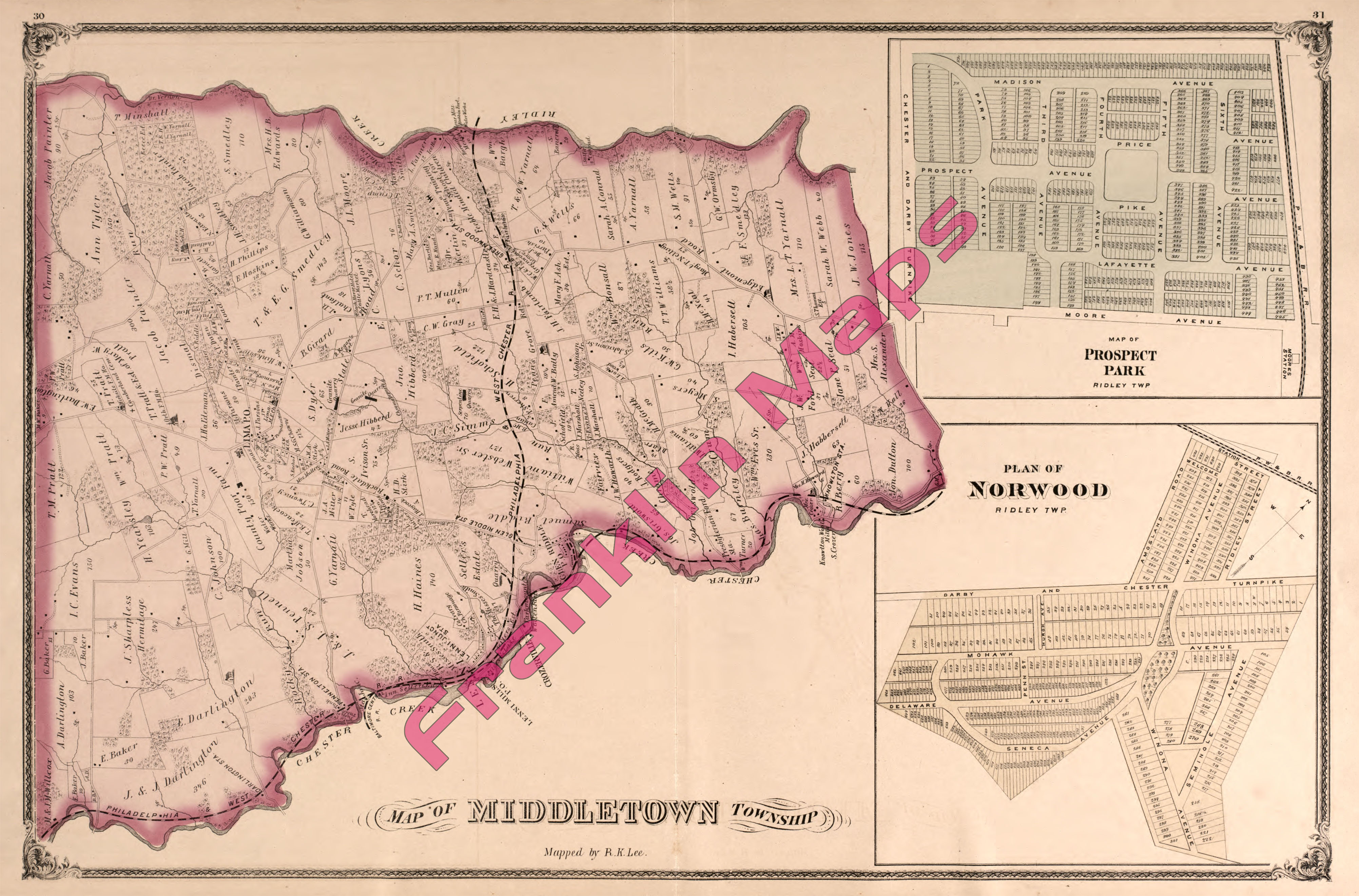 Andy's Antique Maps 1875 Delaware County